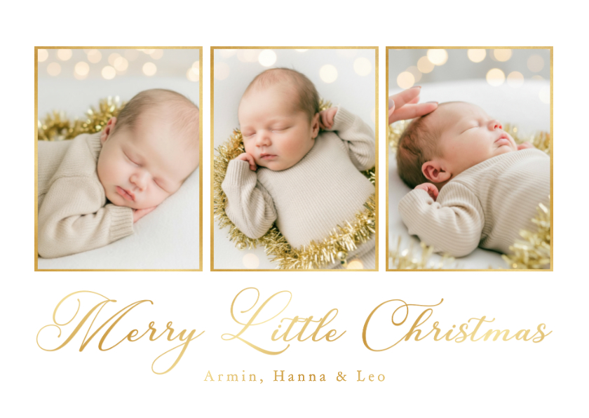 Weihnachtsgrüße Fotoreihe 'Merry Little Christmas' Gold - Weihnachtskarten Weihnachtskarten - Weihnachtsgrüße Fotoreihe 'Merry Little Christmas' Gold
