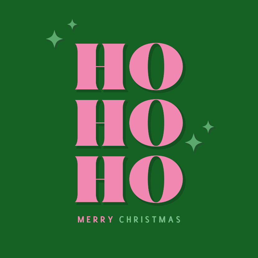 Weihnachtskarten - Weihnachtsgrüße Ho Ho Ho rosa grün 