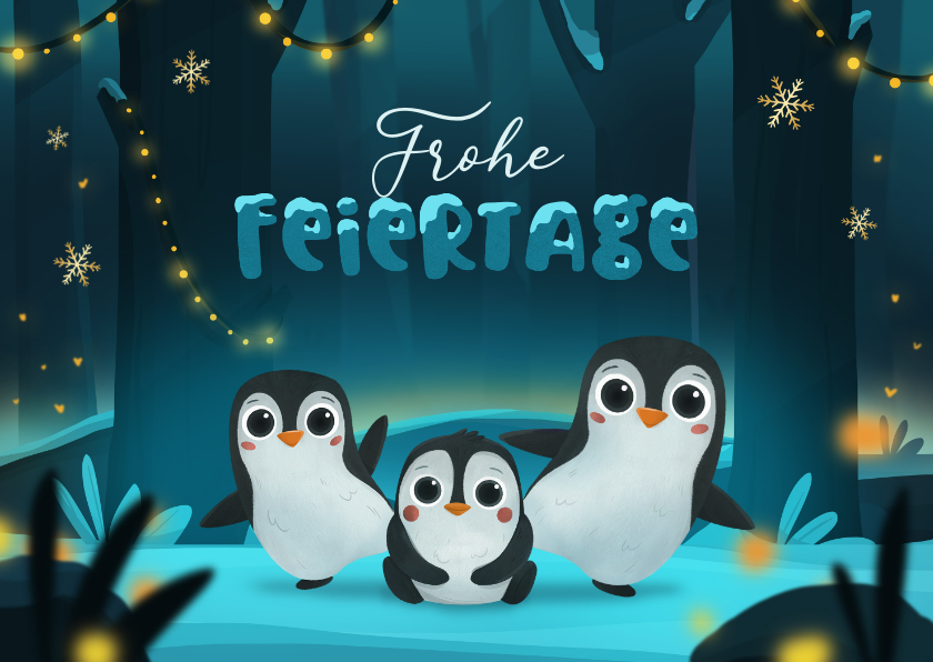 Weihnachtskarten - Weihnachtsgrüße Pinguine 'Frohe Feiertage'