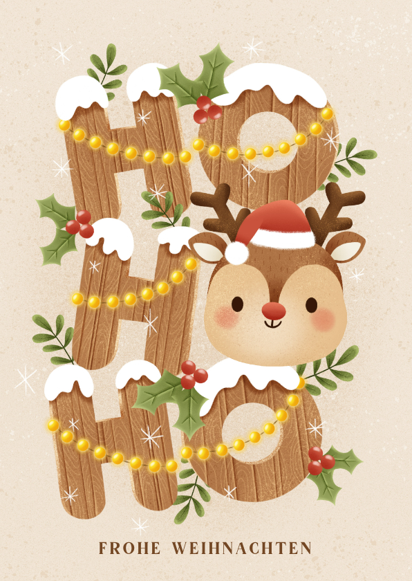 Weihnachtskarten - Weihnachtsgrüße Rentier 'Ho, ho, ho'