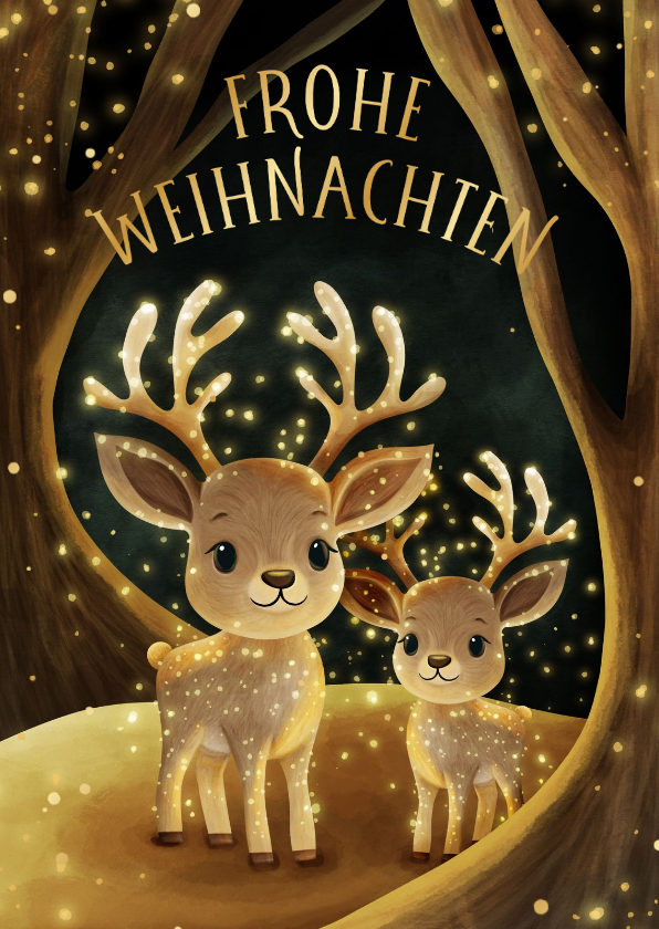 Weihnachtsgrüße Rentiere funkelnde Lichter - Weihnachtskarten Weihnachtskarten - Weihnachtsgrüße Rentiere funkelnde Lichter