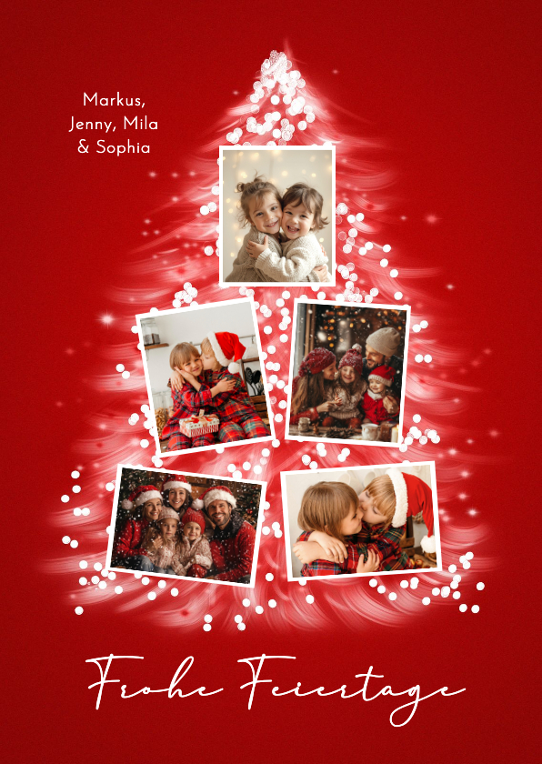 Weihnachtsgrüße Tannenbaum mit Fotocollage - Weihnachtskarten Weihnachtskarten - Weihnachtsgrüße Tannenbaum mit Fotocollage