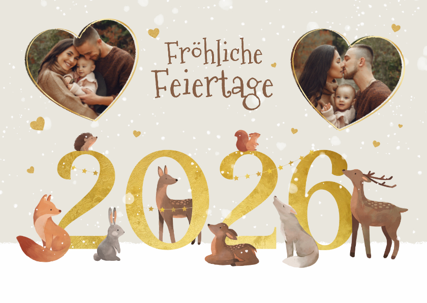 Weihnachtsgrüße Waldtiere & Herzfotos - Weihnachtskarten Weihnachtskarten - Weihnachtsgrüße Waldtiere & Herzfotos
