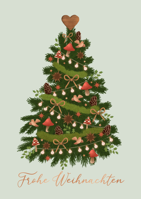 Weihnachtskarten - Weihnachtsgrüße Weihnachtsbaum mit Kupferdruck