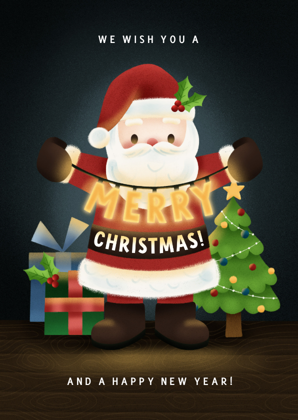 Weihnachtskarten - Weihnachtsgrüße Weihnachtsmann 'Merry Christmas'