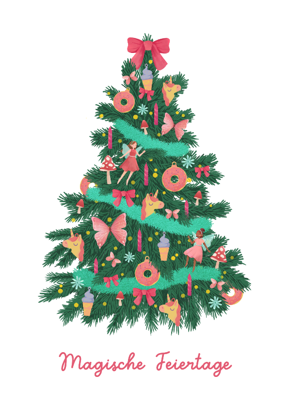 Weihnachtskarten - Weihnachtsgrußkarte magischer Weihnachtsbaum 