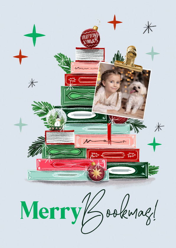 Weihnachtsgrußkarte 'Merry Bookmas' - Weihnachtskarten Weihnachtskarten - Weihnachtsgrußkarte 'Merry Bookmas'