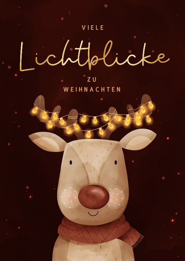 Weihnachtskarten - Weihnachtsgrußkarte Rentier Lichtblicke