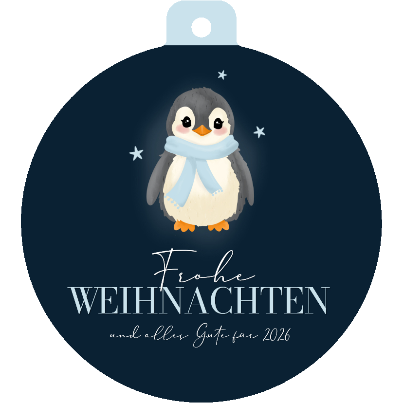 Weihnachtsgrußkarte runde Form Pinguin - Weihnachtskarten Weihnachtskarten - Weihnachtsgrußkarte runde Form Pinguin
