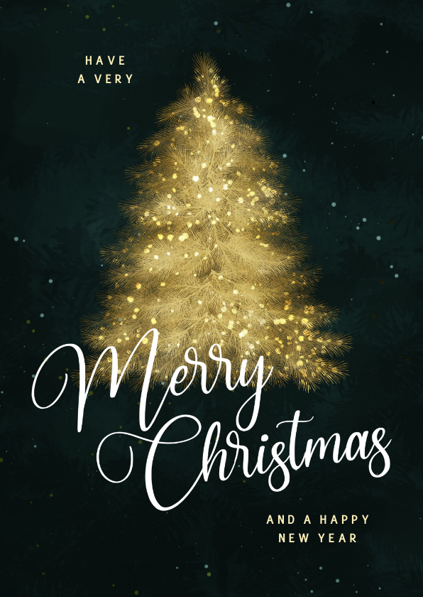 Weihnachtskarten - Weihnachtsgrußkarte Weihnachtsbaum Goldglitzer