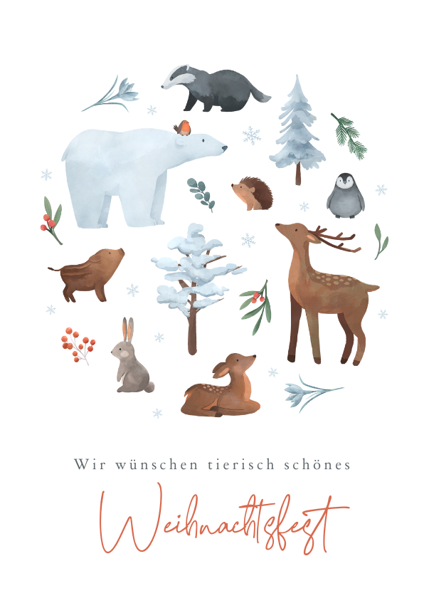 Weihnachtskarten - Weihnachtsgrußkarte Wintertiere