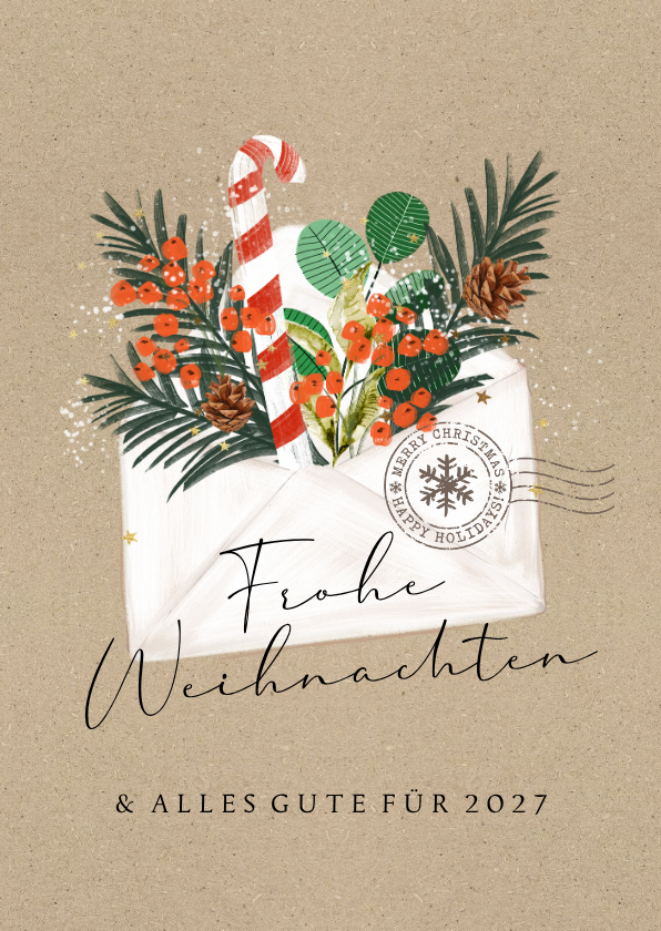 Weihnachtsgrußkarte Zweige im Briefumschlag - Weihnachtskarten Weihnachtskarten - Weihnachtsgrußkarte Zweige im Briefumschlag