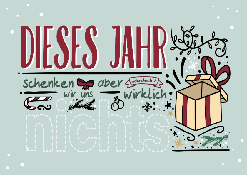 Weihnachtskarten - Weihnachtsgutscheinkarte Typografie Geschenk 'Dieses Jahr'