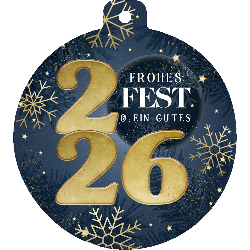 Weihnachtskarten - Weihnachtskarte 2026 'frohes Fest' als Weihnachtskugel