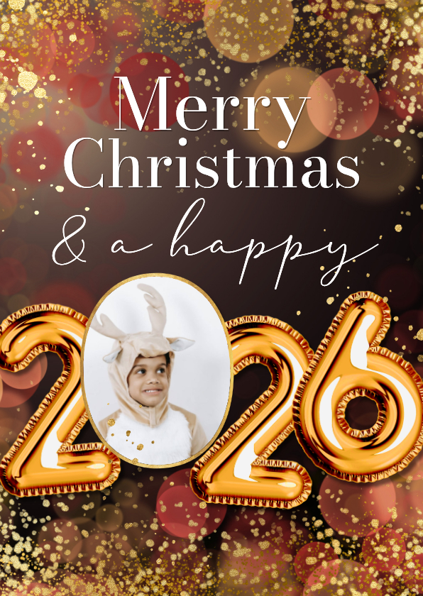 Weihnachtskarte 2027 Folienluftballons mit Foto - Weihnachtskarten Weihnachtskarten - Weihnachtskarte 2027 Folienluftballons mit Foto