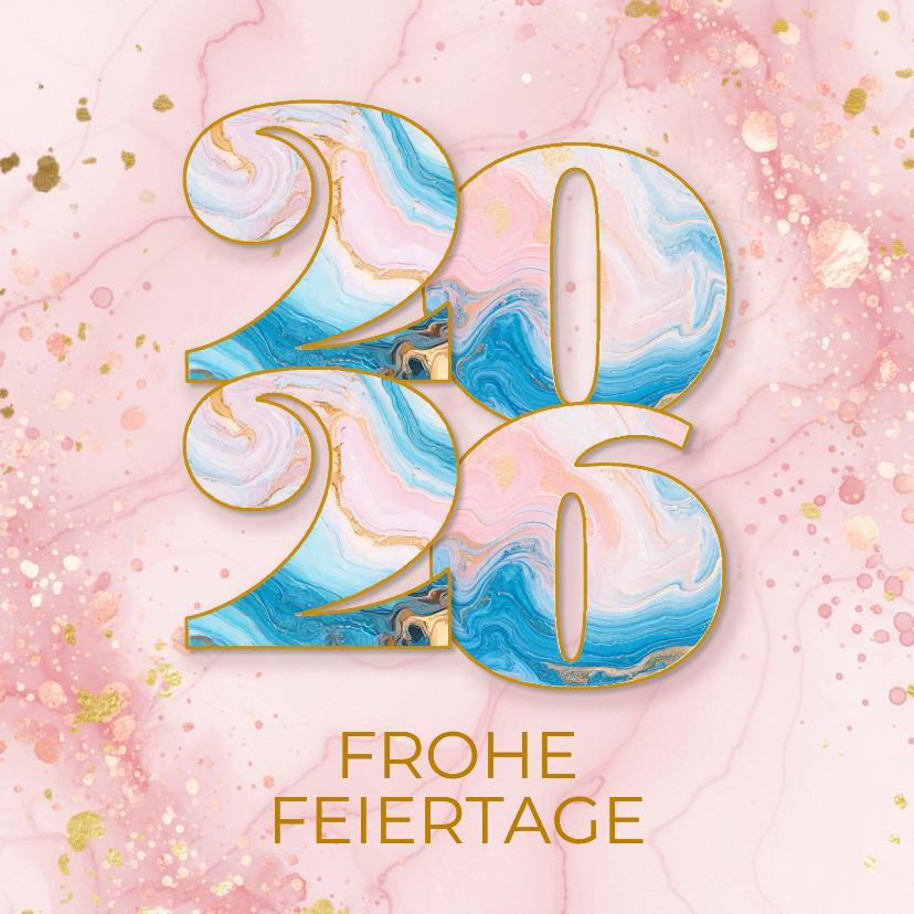 Weihnachtskarte 2027 rosa Marmor Jahreszahl - Weihnachtskarten Weihnachtskarten - Weihnachtskarte 2027 rosa Marmor Jahreszahl