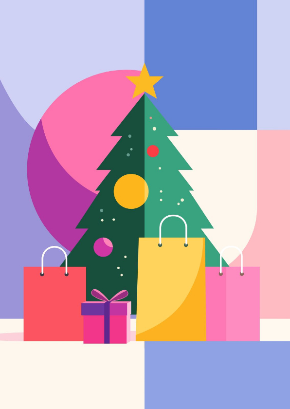 Weihnachtskarte abstrakte Formen Weihnachtsbaum bunt Bonprix - Weihnachtskarten Weihnachtskarten - Weihnachtskarte abstrakte Formen Weihnachtsbaum bunt Bonprix