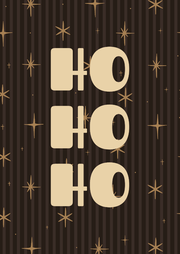 Weihnachtskarten - Weihnachtskarte braun-gestreift Ho Ho Ho strahlende Sterne