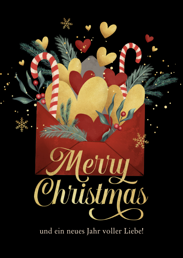Weihnachtskarten - Weihnachtskarte Briefumschlag mit Herzen SOS Kinderdörfer