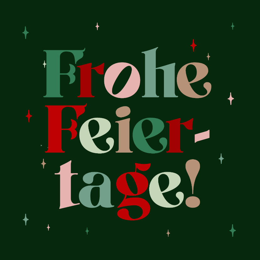 Weihnachtskarten - Weihnachtskarte Buchstaben grün mit Sternchen
