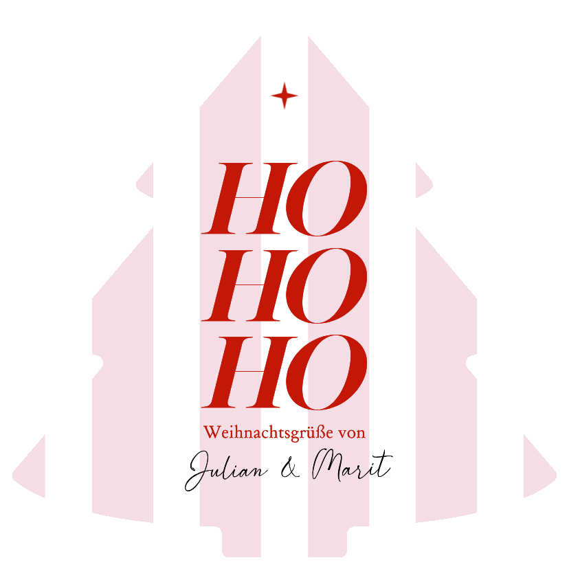 Weihnachtskarten - Weihnachtskarte Christbaum-Form gestreift 'Ho Ho Ho'