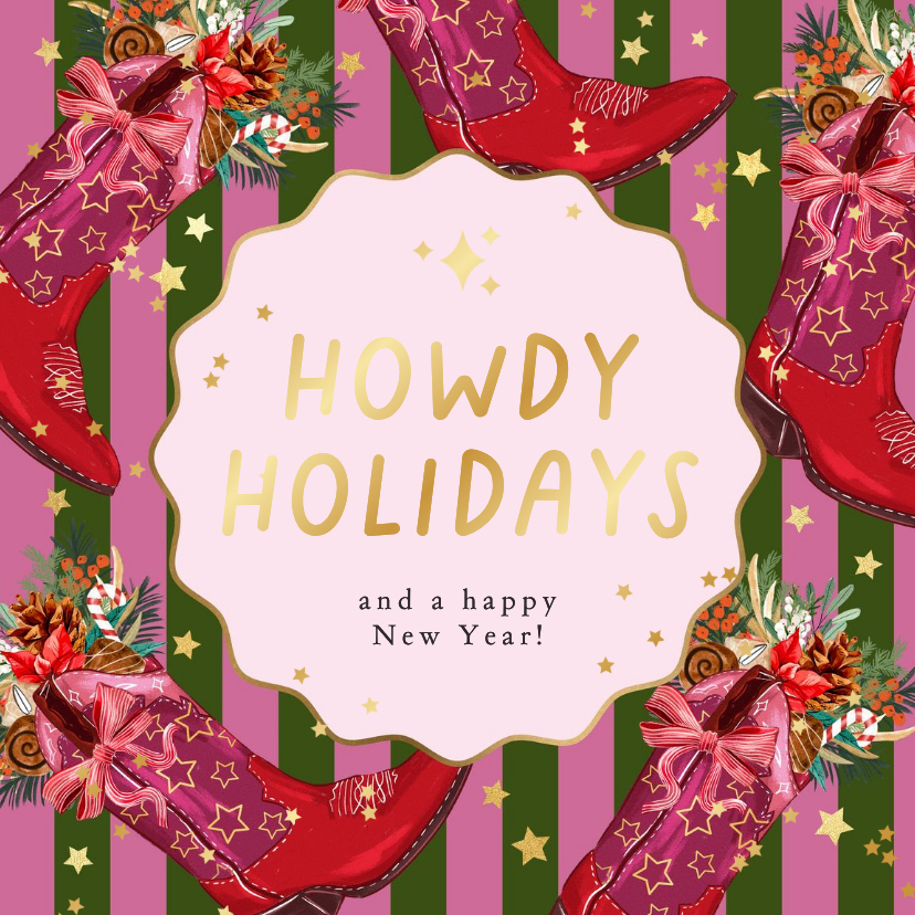 Weihnachtskarte Cowboystiefel 'Howdy Holidays' - Weihnachtskarten Weihnachtskarten - Weihnachtskarte Cowboystiefel 'Howdy Holidays'