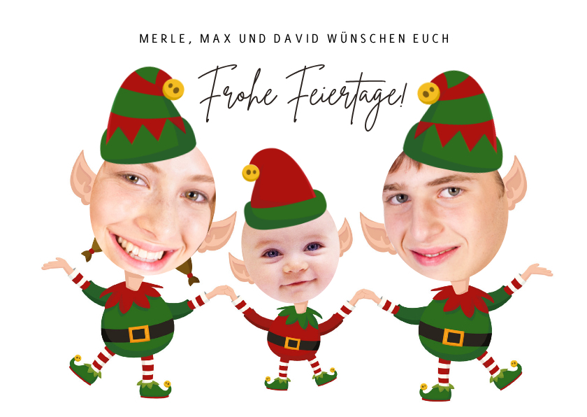 Weihnachtskarten - Weihnachtskarte Drei Weihnachtszwerge