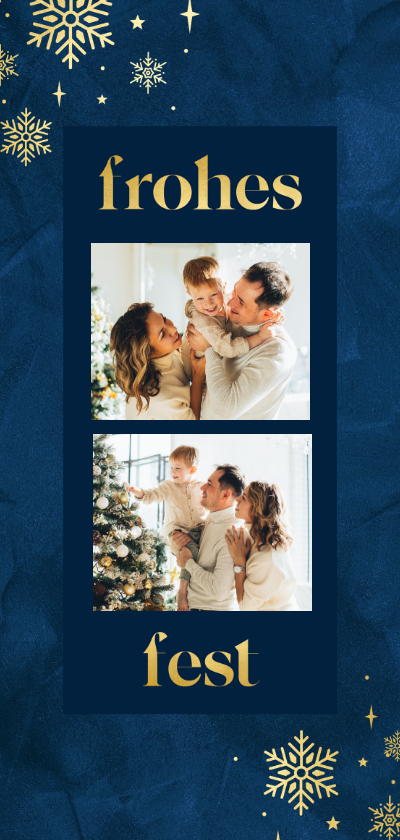 Weihnachtskarte dunkelblau zwei Fotos | Send a Smile