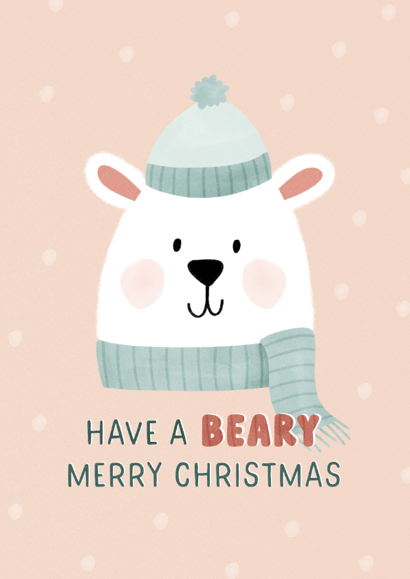Weihnachtskarten - Weihnachtskarte Eisbär mit Schal und Mütze