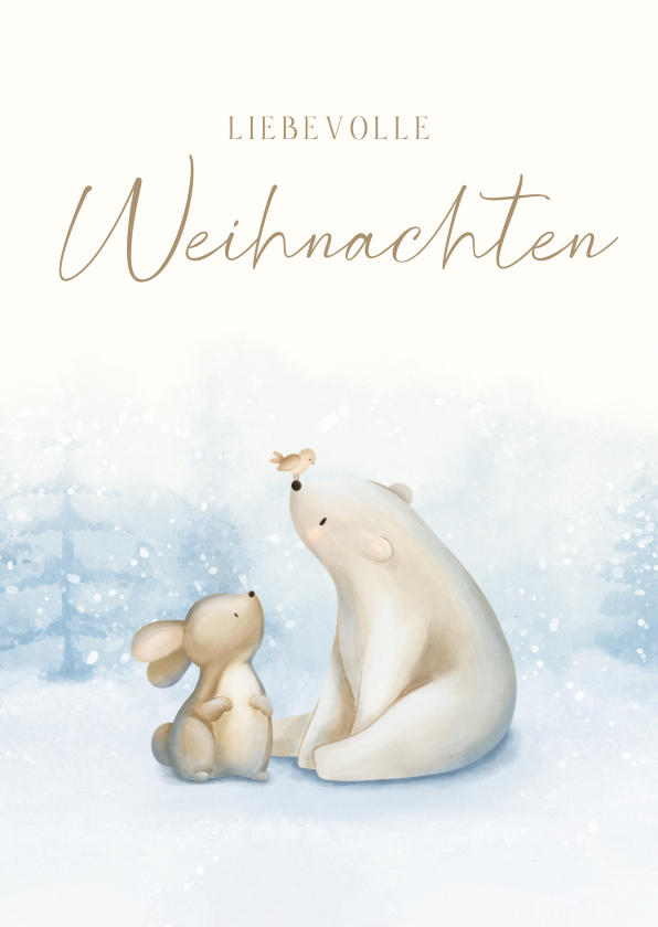 Weihnachtskarten - Weihnachtskarte Eisbär & Hase