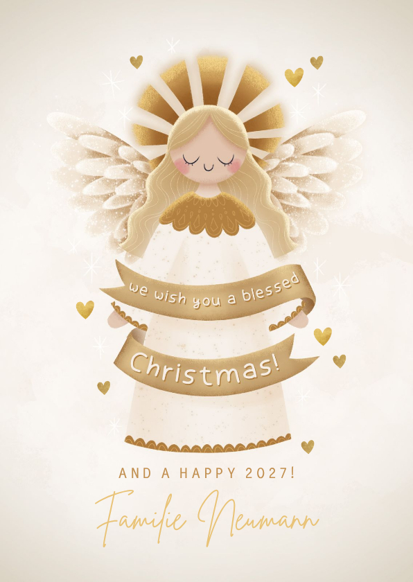 Weihnachtskarte Engel 'Blessed Christmas' - Weihnachtskarten Weihnachtskarten - Weihnachtskarte Engel 'Blessed Christmas'