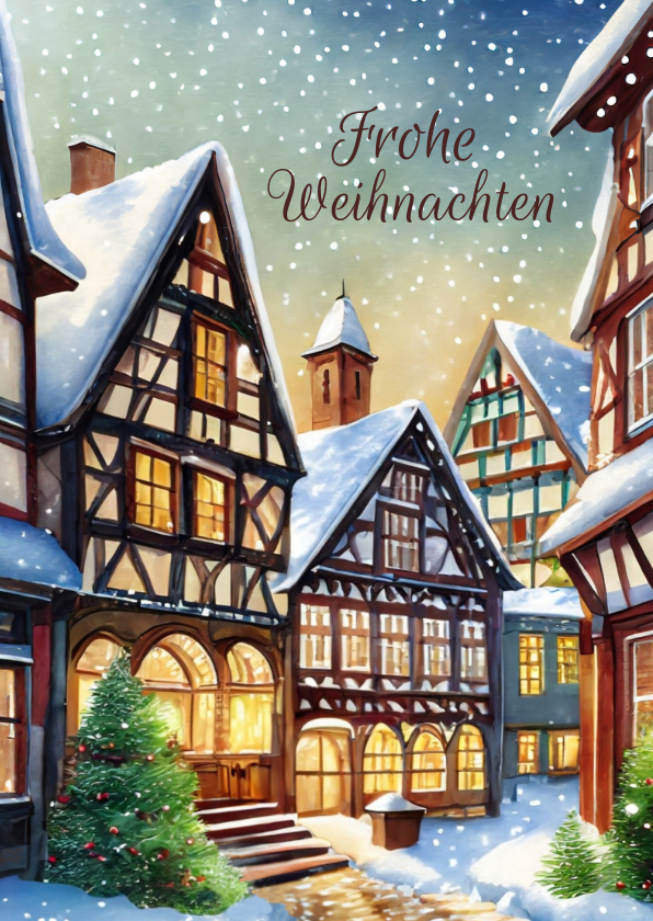 Weihnachtskarten - Weihnachtskarte Fachwerkhäuser