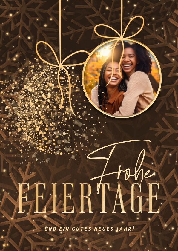 Weihnachtskarte Foto in Weihnachtskugel Goldstaub - Weihnachtskarten Weihnachtskarten - Weihnachtskarte Foto in Weihnachtskugel Goldstaub
