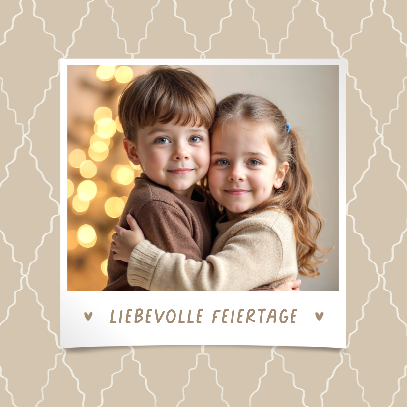 Weihnachtskarten - Weihnachtskarte Foto Muster Beige 'Liebevolle Feiertage'