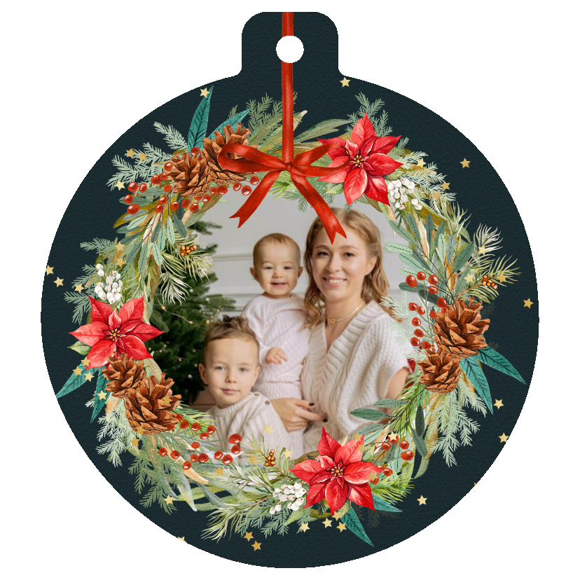 Weihnachtskarte Foto Weihnachtskranz Kugelform - Weihnachtskarten Weihnachtskarten - Weihnachtskarte Foto Weihnachtskranz Kugelform