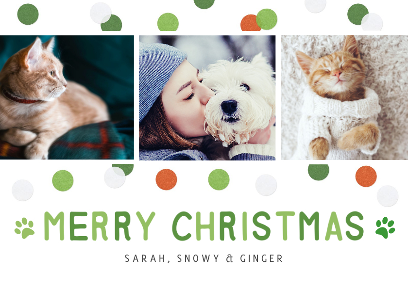 Weihnachtskarten - Weihnachtskarte Fotocollage mit Haustieren
