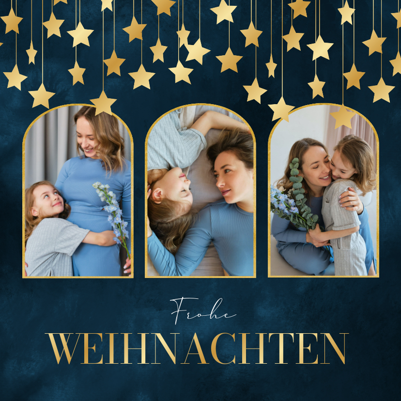 Weihnachtskarten - Weihnachtskarte Fotocollage mit Sternen