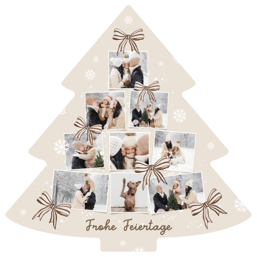 Weihnachtskarten - Weihnachtskarte Fotocollage Tannenbaum mit Schleifen