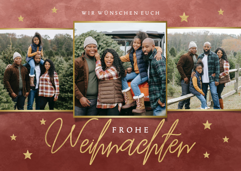 Weihnachtskarten - Weihnachtskarte Fotocollage und Sternchen