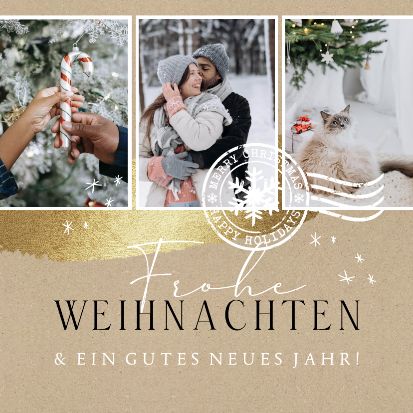 Weihnachtskarten - Weihnachtskarte Fotoreihe Kraftpapierlook