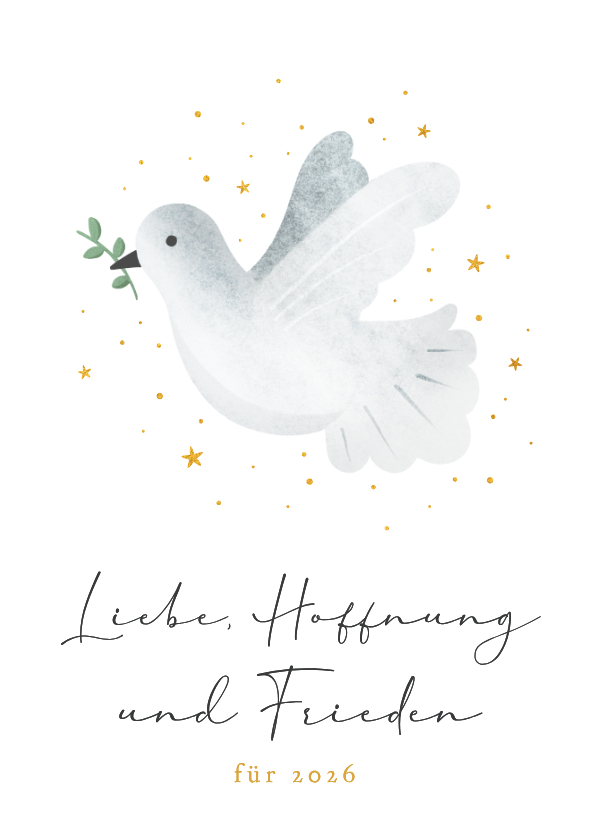 Weihnachtskarten - Weihnachtskarte Friedenstaube 'Liebe Hoffnung und Frieden'