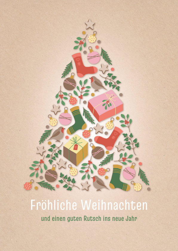 Weihnachtskarten - Weihnachtskarte fröhliche Weihnachtsbaum-Collage