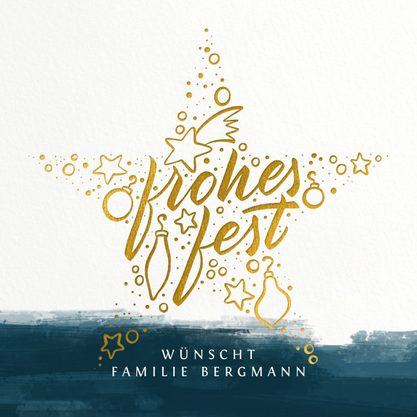Weihnachtskarten - Weihnachtskarte "Frohes Fest" mit Stern