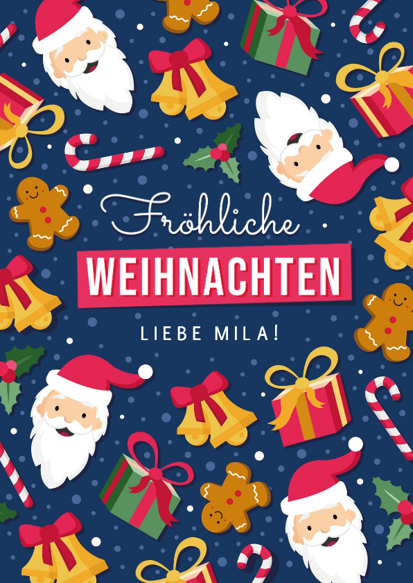 Weihnachtskarte für Kinder Weihnachtsmann & Geschenke - Weihnachtskarten Weihnachtskarten - Weihnachtskarte für Kinder Weihnachtsmann & Geschenke