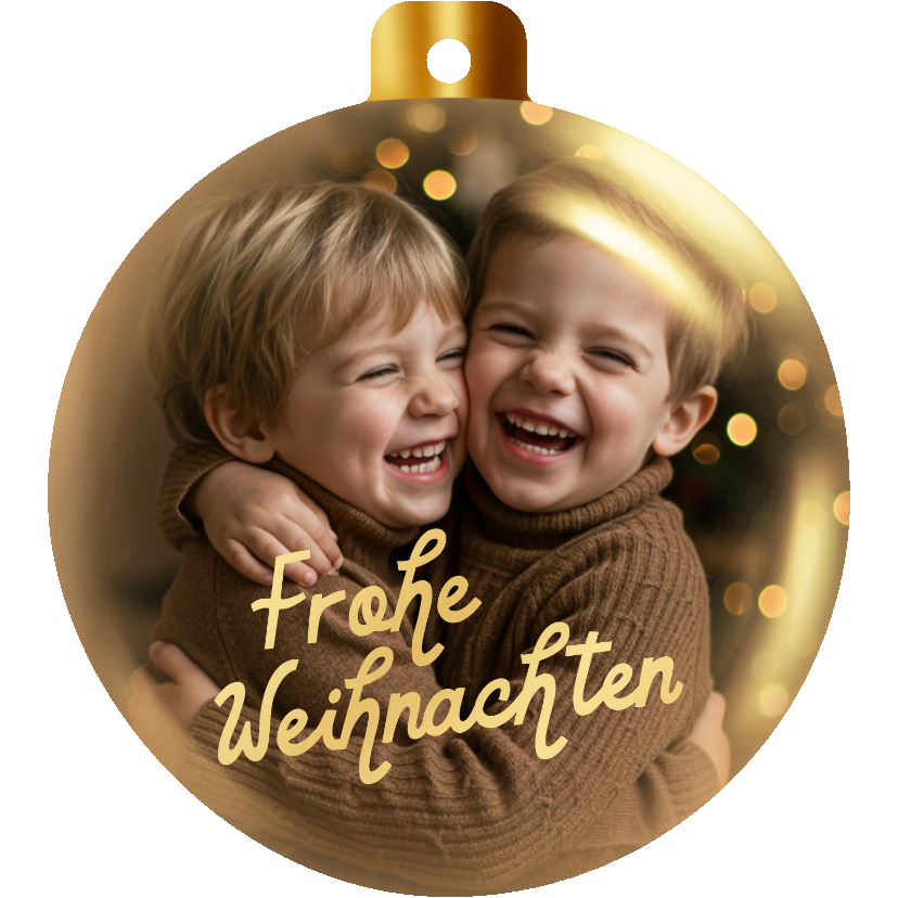 Weihnachtskarte goldene Weihnachtskugel mit Foto - Weihnachtskarten Weihnachtskarten - Weihnachtskarte goldene Weihnachtskugel mit Foto