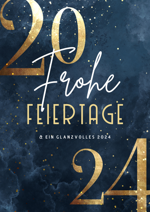 Weihnachtskarte große Jahreszahl Gold Send a Smile