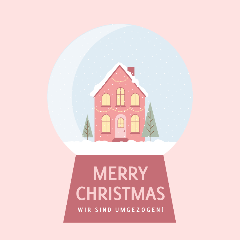 Weihnachtskarten - Weihnachtskarte Haus in Schneekugel