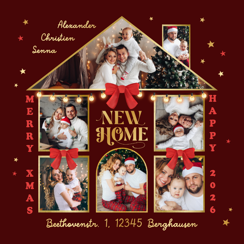 Weihnachtskarte Haus mit Fotocollage Umzug zu Weihnachten - Weihnachtskarten Weihnachtskarten - Weihnachtskarte Haus mit Fotocollage Umzug zu Weihnachten