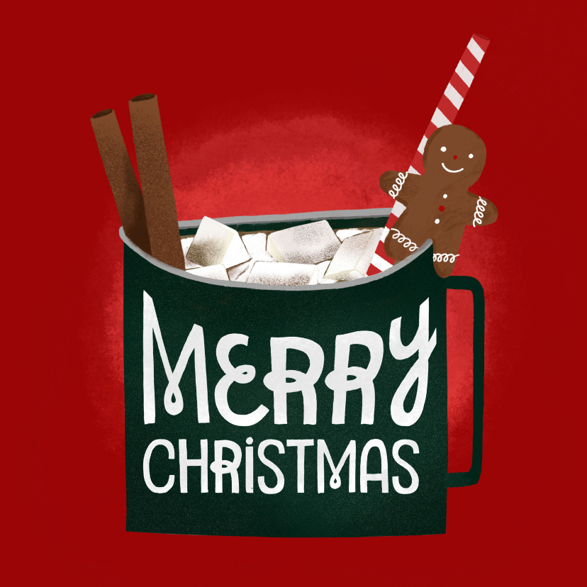Weihnachtskarte heißer Kakao mit Zimtstangen und Lebkuchen - Weihnachtskarten Weihnachtskarten - Weihnachtskarte heißer Kakao mit Zimtstangen und Lebkuchen