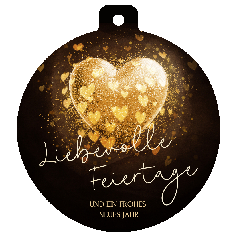 Weihnachtskarten - Weihnachtskarte Herzen Weihnachstkugel-Form 